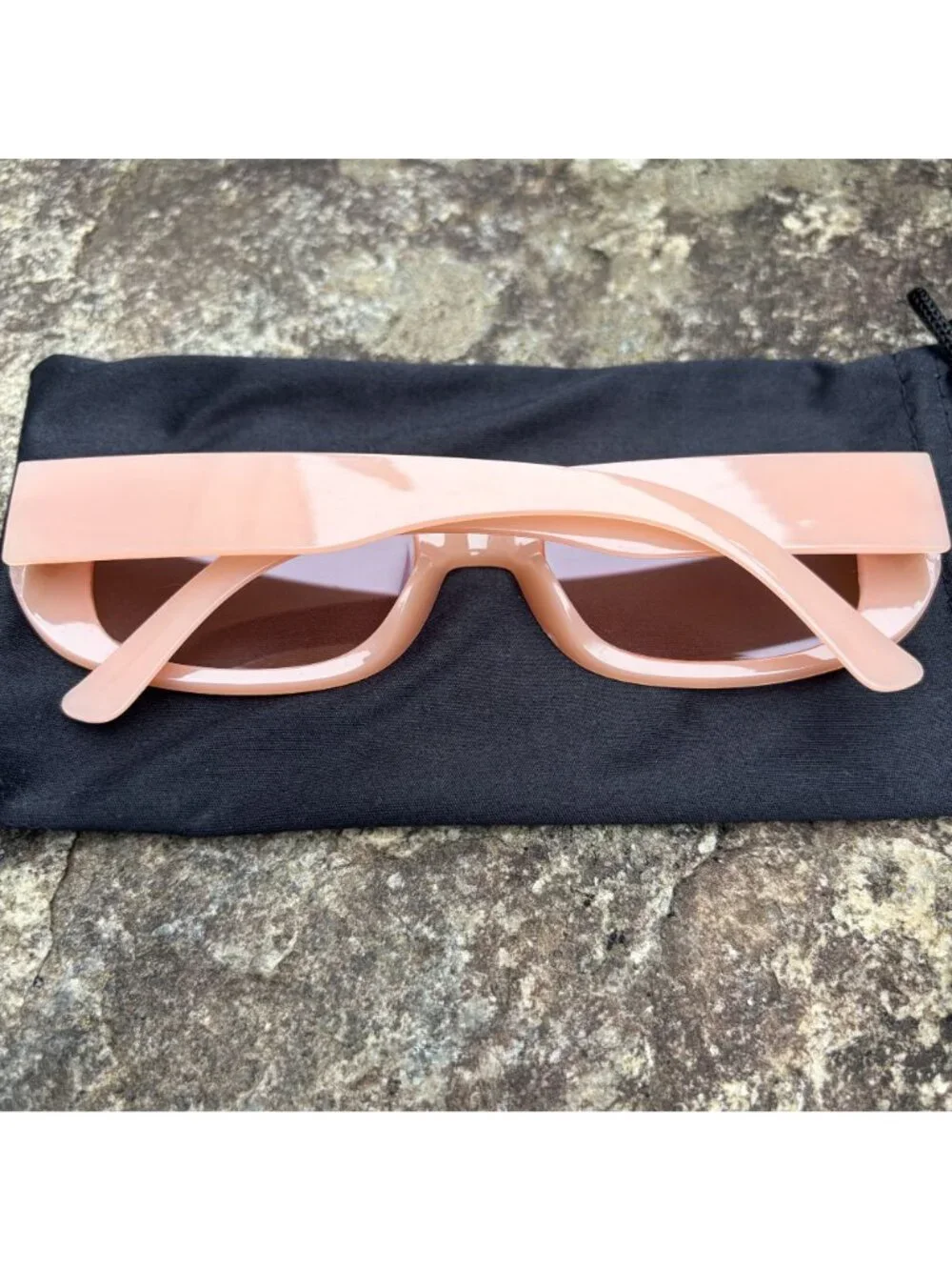 Y2K Chunky Sunglasses Peach Pink Frame Tinted Lens Retro Shades Festival Beach